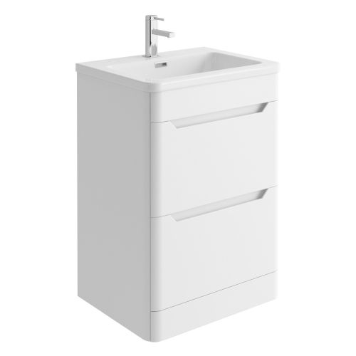 Ellis 600mm Freestanding White Vanity Unit with Basin | Easy Bathrooms