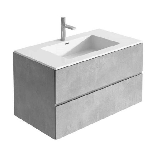 Easy Bathrooms Galyn Wall Mounted Vanity Unit Concrete & White Resin ...