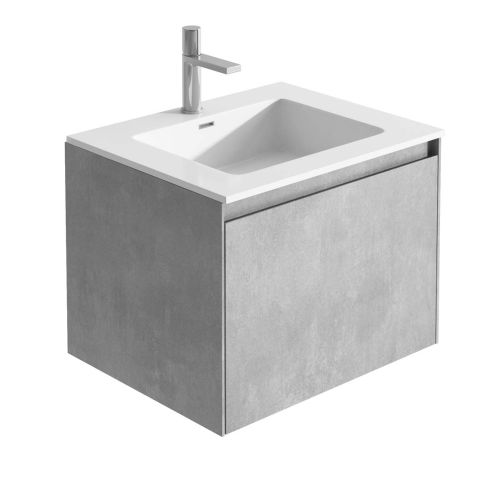 Wall Mounted Vanity Unit Concrete & White Resin Basin 600mm | Easy ...
