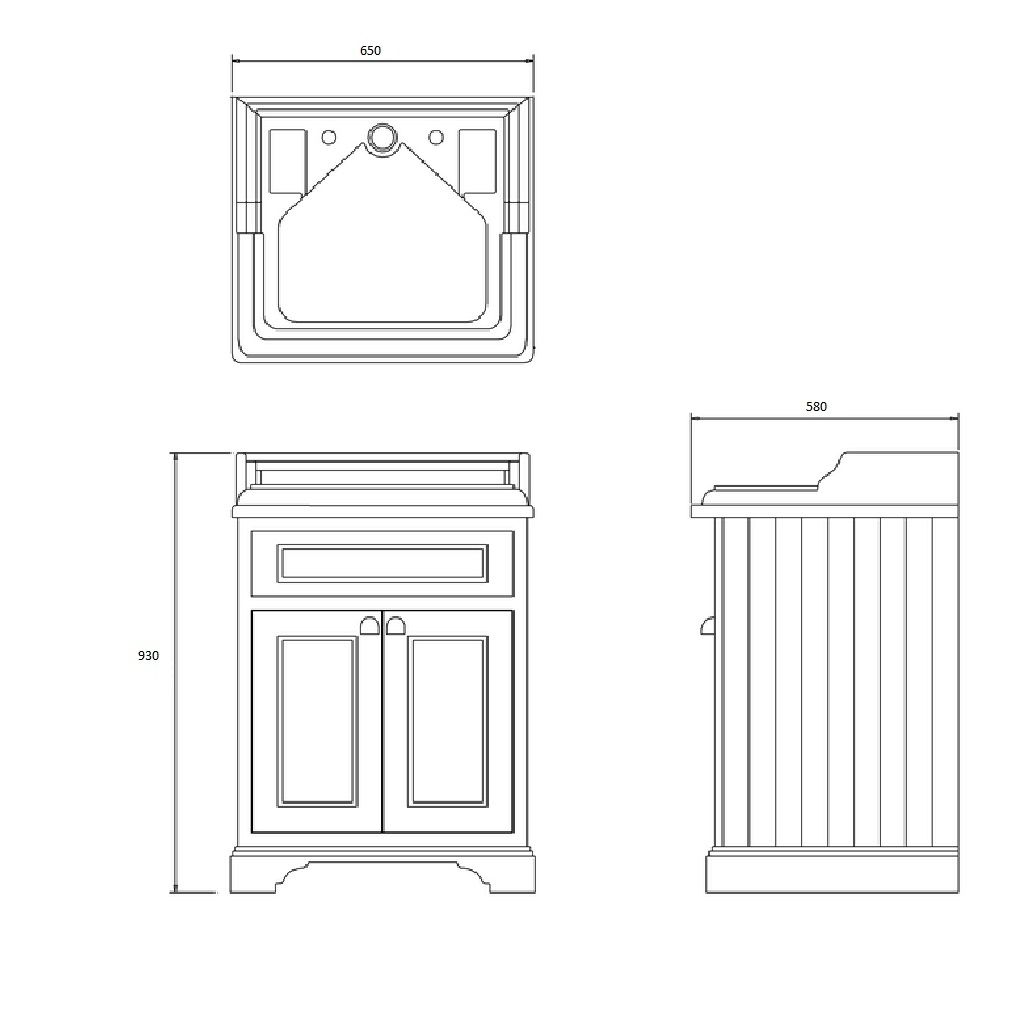 Burlington Freestanding 65 Vanity Unit with Doors & Classic 65cm Basin ...