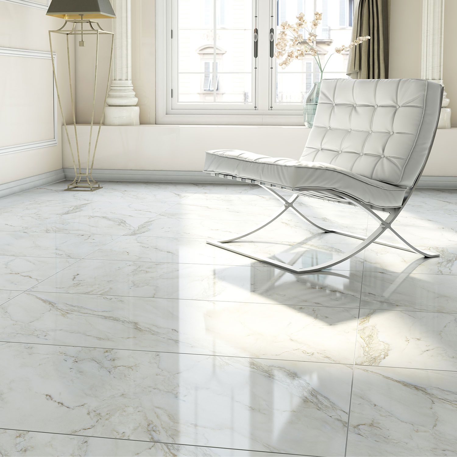 Easy Tiles Anya White Rectified Porcelain Tile 600x1200mm | Easy Bathrooms