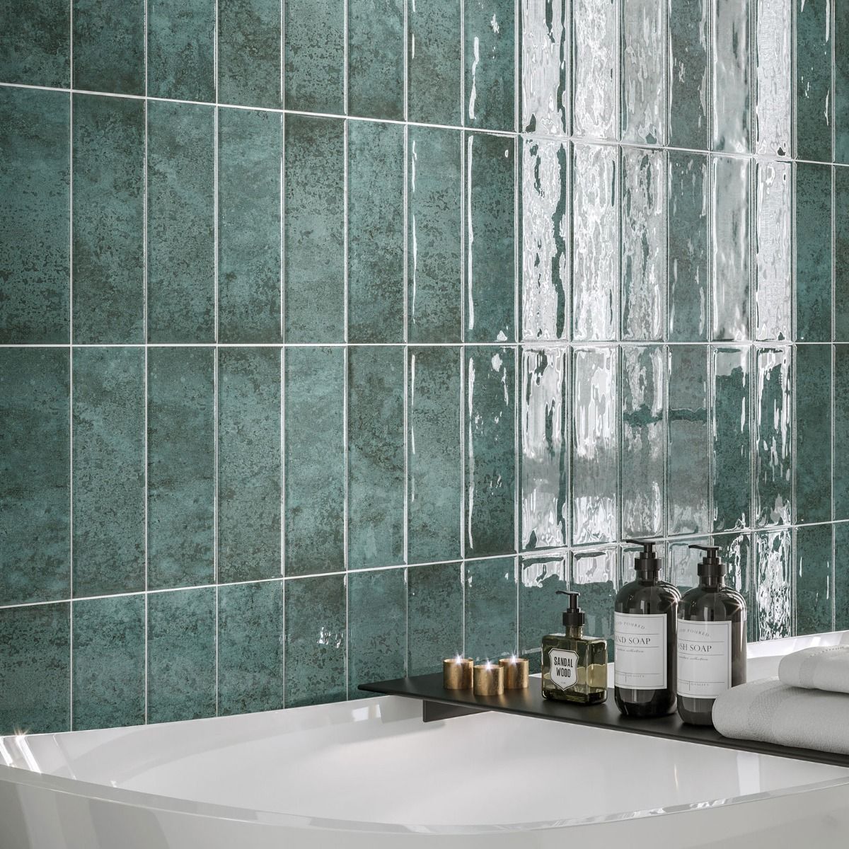 Lugano Green Ceramic Brick Tile | Subway Tiles