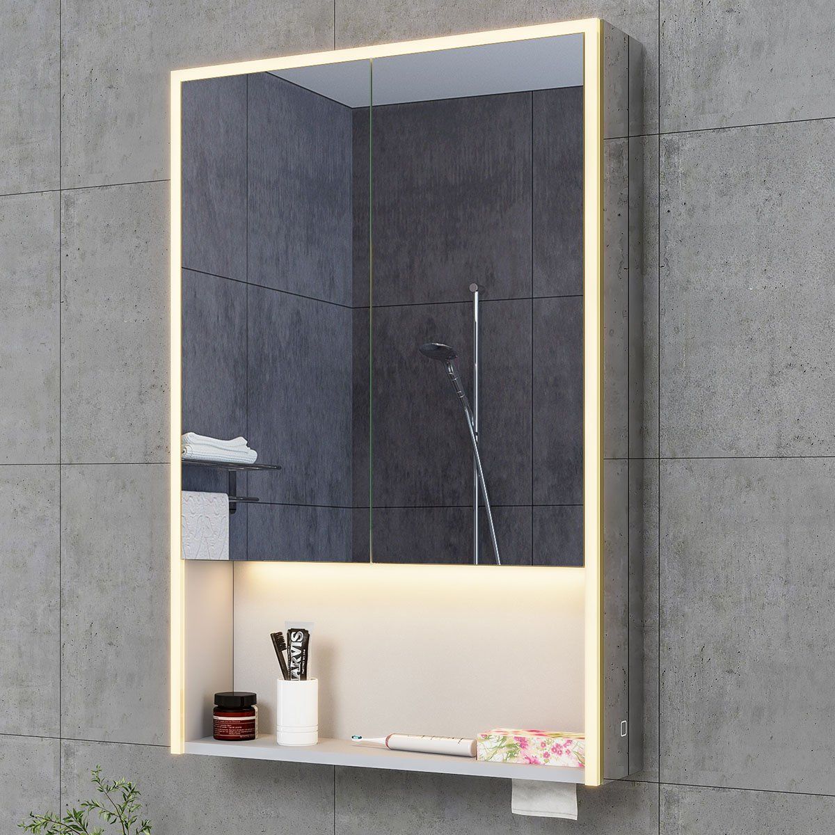 Orbit Aluminium LED Mirrored Wall Cabinet with Dual Light Mode ...