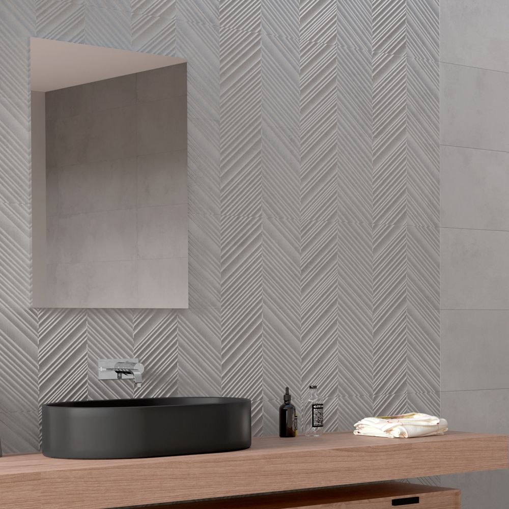 Easy Bathrooms Devo (Drava) Perla Chevron Ceramic Tile 300x900mm | Tiles